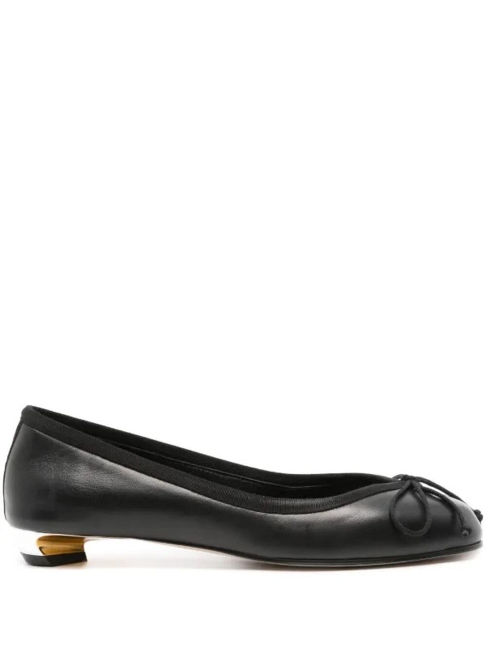 Alexander McQueen Black Leather Bow Ballet Flats 38